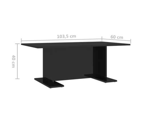 Mesa de centro madera contrachapada negro brillo 103,5x60x40 cm