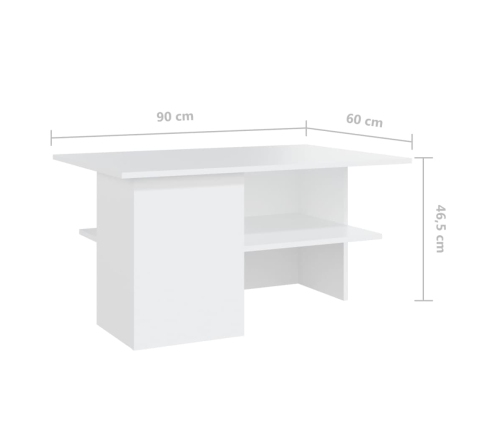 Mesa de centro madera contrachapada blanco 90x60x46,5 cm