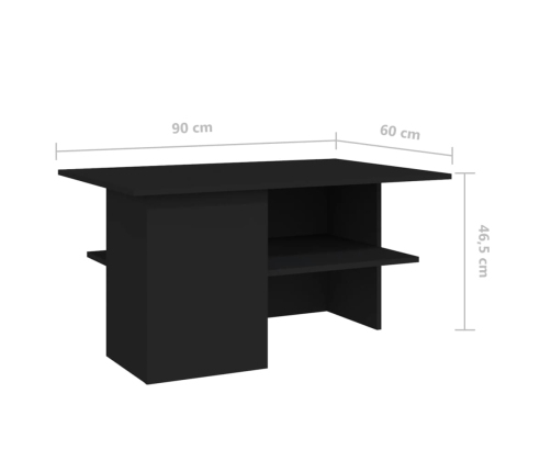 vidaXL Mesa de centro madera contrachapada negro 90x60x46,5 cm