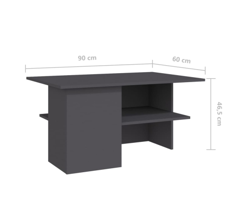 Mesa de centro madera contrachapada gris 90x60x46,5 cm