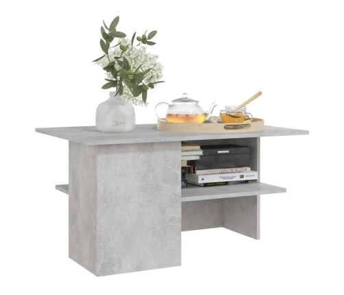 vidaXL Mesa de centro madera contrachapada gris hormigón 90x60x46,5 cm