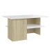 vidaXL Mesa de centro madera contrachapada blanco y roble 90x60x46,5cm