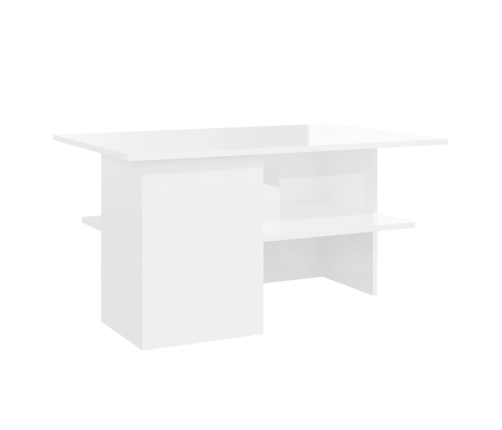 vidaXL Mesa de centro madera contrachapada blanco brillo 90x60x46,5 cm