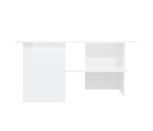 vidaXL Mesa de centro madera contrachapada blanco brillo 90x60x46,5 cm