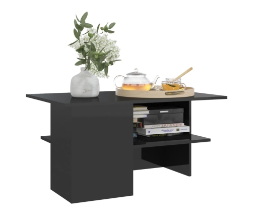 Mesa de centro madera contrachapada negro brillo 90x60x46,5 cm