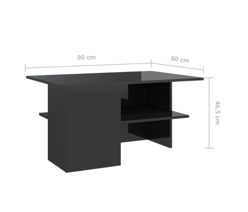 Mesa de centro madera contrachapada negro brillo 90x60x46,5 cm