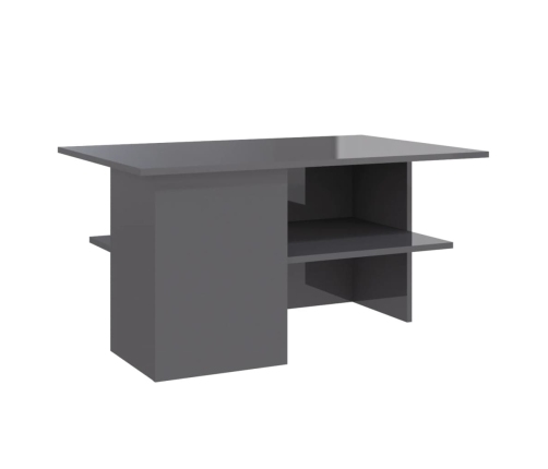 Mesa de centro madera contrachapada gris brillante 90x60x46,5cm