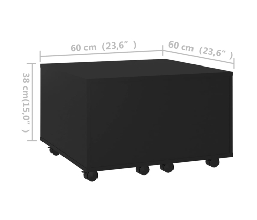 vidaXL Mesa de centro madera contrachapada negro 60x60x38 cm