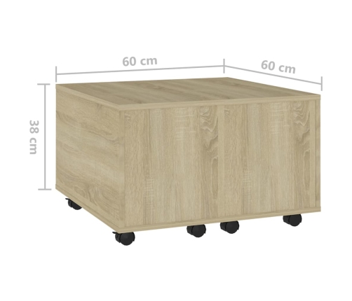 Mesa de centro madera contrachapada roble Sonoma 60x60x38 cm