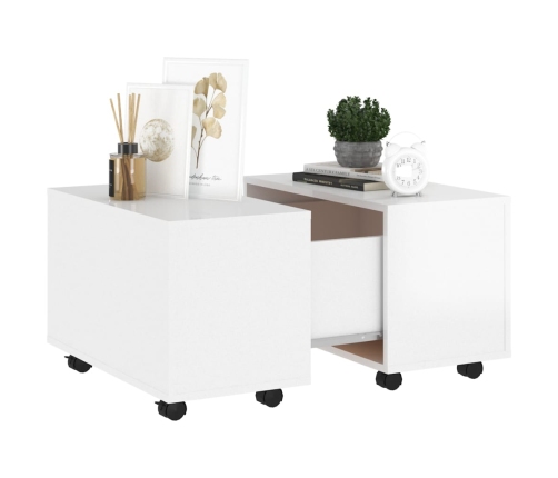 vidaXL Mesa de centro madera contrachapada blanco brillo 60x60x38 cm