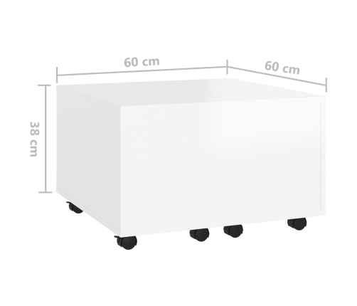 vidaXL Mesa de centro madera contrachapada blanco brillo 60x60x38 cm