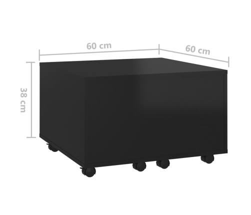 vidaXL Mesa de centro madera contrachapada negro brillante 60x60x38 cm