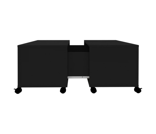 Mesa de centro madera contrachapada negro 75x75x38 cm