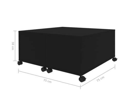 Mesa de centro madera contrachapada negro 75x75x38 cm