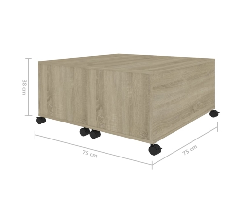 Mesa de centro madera contrachapada roble Sonoma 75x75x38 cm