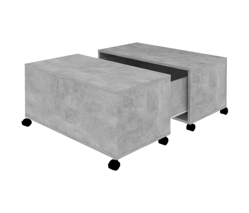 Mesa de centro madera contrachapada gris hormigón 75x75x38 cm