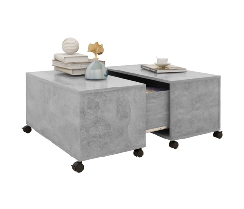 Mesa de centro madera contrachapada gris hormigón 75x75x38 cm