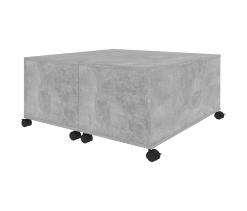 Mesa de centro madera contrachapada gris hormigón 75x75x38 cm