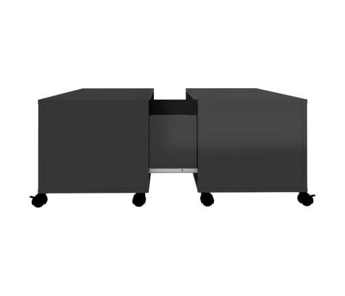 Mesa de centro madera contrachapada negro brillante 75x75x38 cm