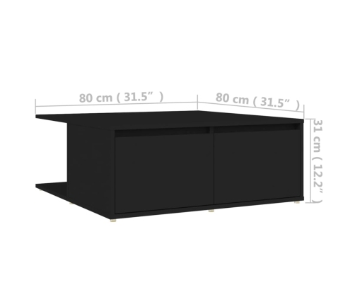 vidaXL Mesa de centro madera contrachapada negro 80x80x31 cm