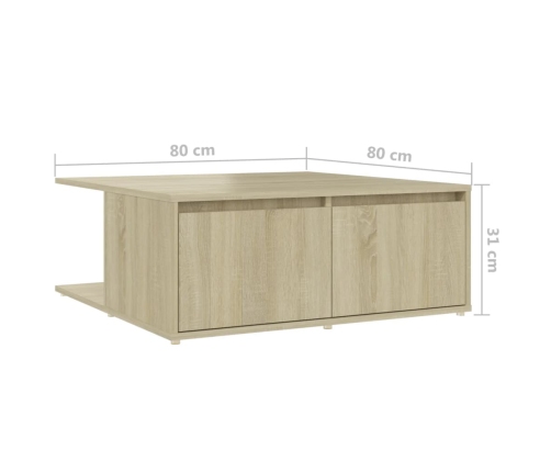 Mesa de centro madera contrachapada roble Sonoma 80x80x31 cm