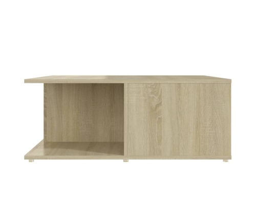 Mesa de centro madera contrachapada blanco y roble 80x80x31 cm