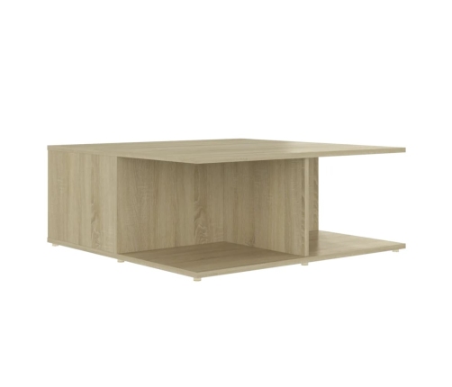 Mesa de centro madera contrachapada blanco y roble 80x80x31 cm