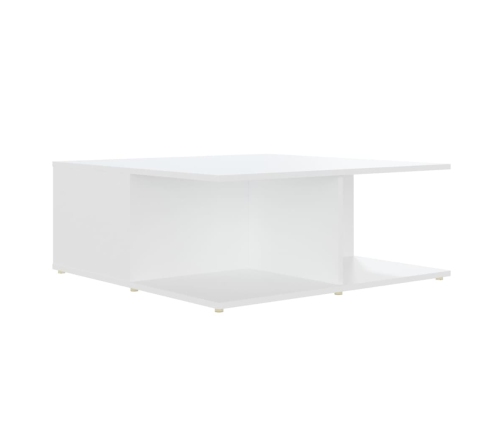 Mesa de centro madera contrachapada blanco brillante 80x80x31cm