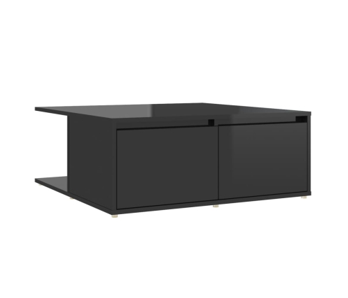 Mesa de centro madera contrachapada negro brillante 80x80x31 cm