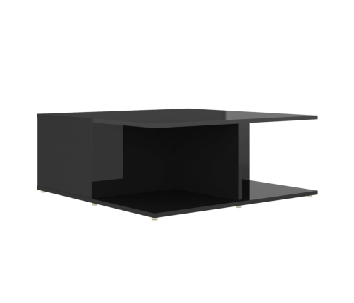 Mesa de centro madera contrachapada negro brillante 80x80x31 cm