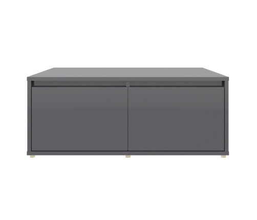 vidaXL Mesa de centro madera contrachapada gris brillante 80x80x31 cm