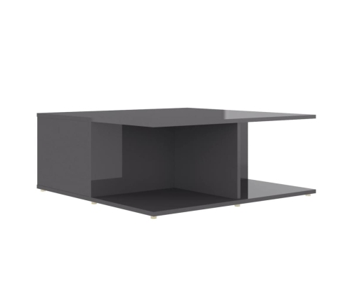 vidaXL Mesa de centro madera contrachapada gris brillante 80x80x31 cm