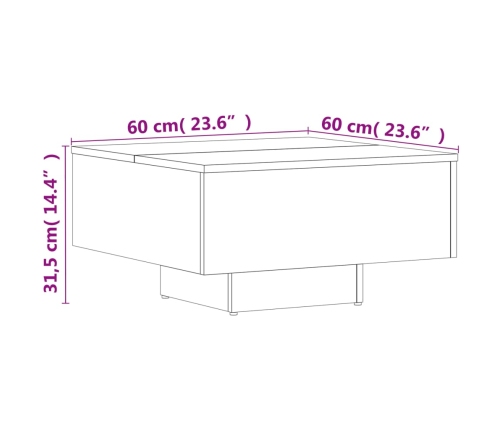 Mesa de centro madera de ingeniería gris hormigón 60x60x31,5 cm