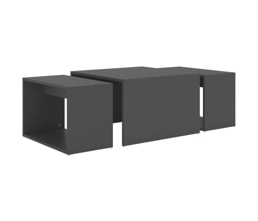 Set mesa de centro apilable 3 pzs contrachapada gris 60x60x38cm