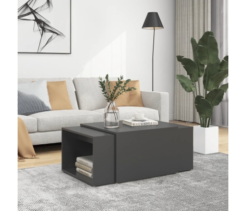 Set mesa de centro apilable 3 pzs contrachapada gris 60x60x38cm