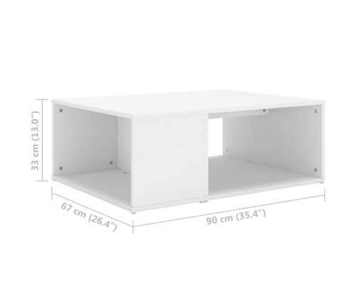 Mesa de centro madera contrachapada blanco 90x67x33 cm