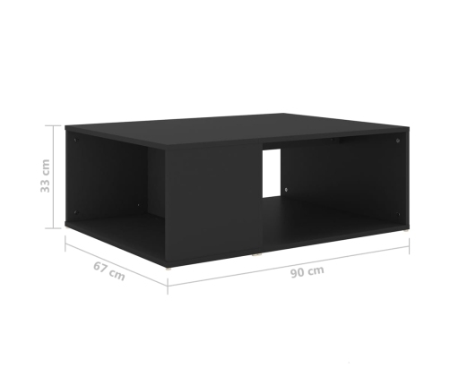 Mesa de centro madera contrachapada negro 90x67x33 cm