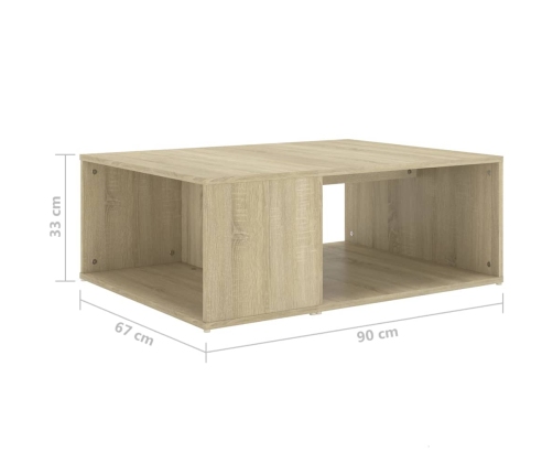 Mesa de centro madera contrachapada roble Sonoma 90x67x33 cm