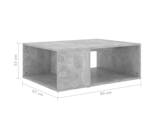 Mesa de centro madera contrachapada gris hormigón 90x67x33 cm