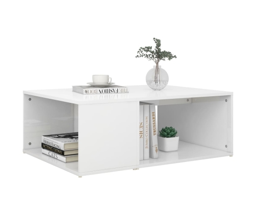 vidaXL Mesa de centro madera contrachapada blanco brillante 90x67x33cm