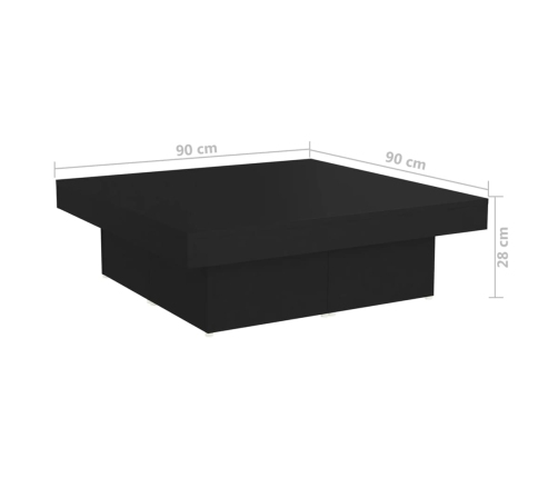 Mesa de centro madera contrachapada negro 90x90x28 cm