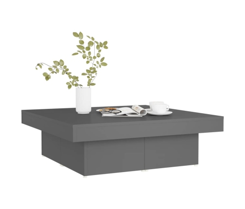 Mesa de centro madera contrachapada gris 90x90x28 cm