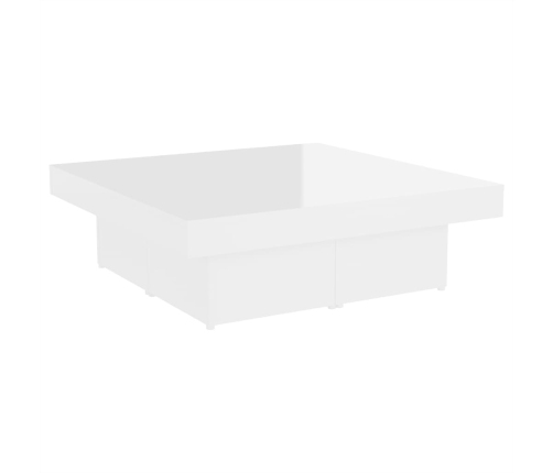 Mesa de centro madera contrachapada blanco brillante 90x90x28cm