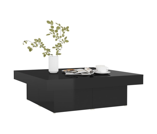 vidaXL Mesa de centro madera contrachapada negro brillante 90x90x28 cm