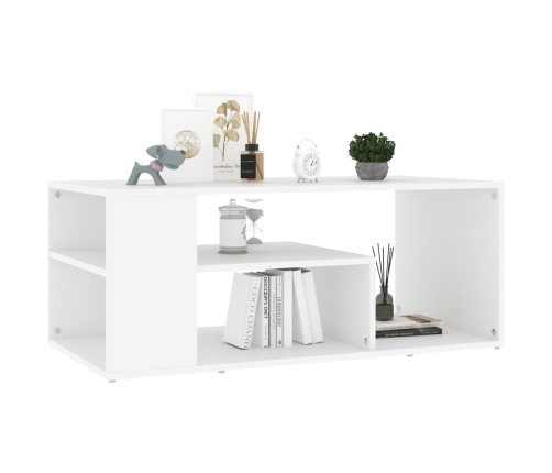 vidaXL Mesa de centro madera contrachapada blanco 100x50x40 cm