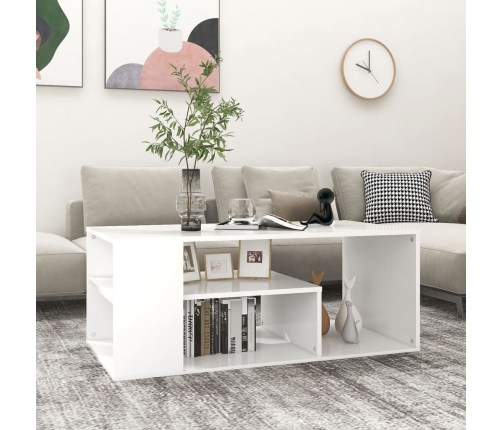 vidaXL Mesa de centro madera contrachapada blanco 100x50x40 cm