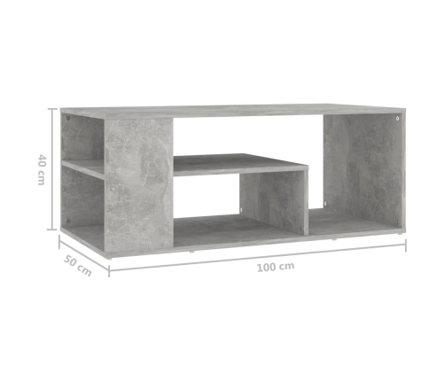 Mesa de centro madera de ingeniería gris hormigón 100x50x40 cm