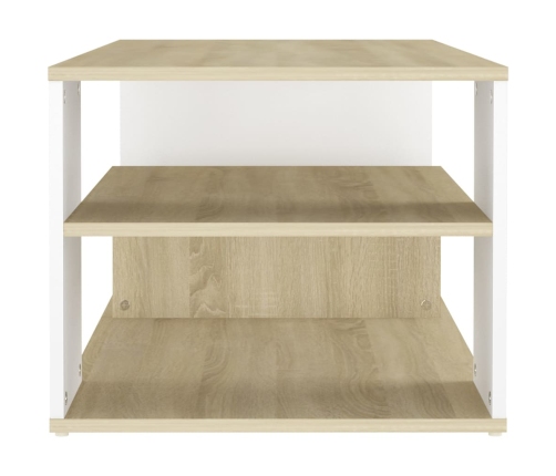 Mesa de centro madera contrachapada blanco y roble 100x50x40 cm