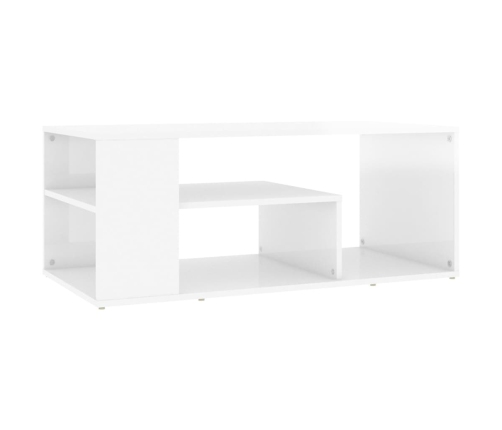 Mesa de centro madera contrachapada blanco brillo 100x50x40 cm