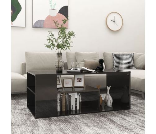 vidaXL Mesa de centro madera contrachapada negro brillante 100x50x40cm